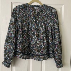 Old Navy Floral Button-Up Blouse - Black and Blue